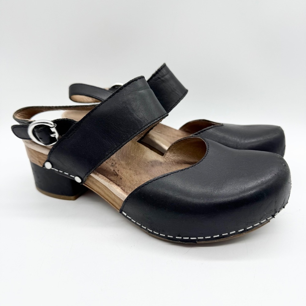 Dansko Malin Leather Comfort Clog Shoe Black Size 38 Officecore Corpcore Doctor - Picture 2 of 12